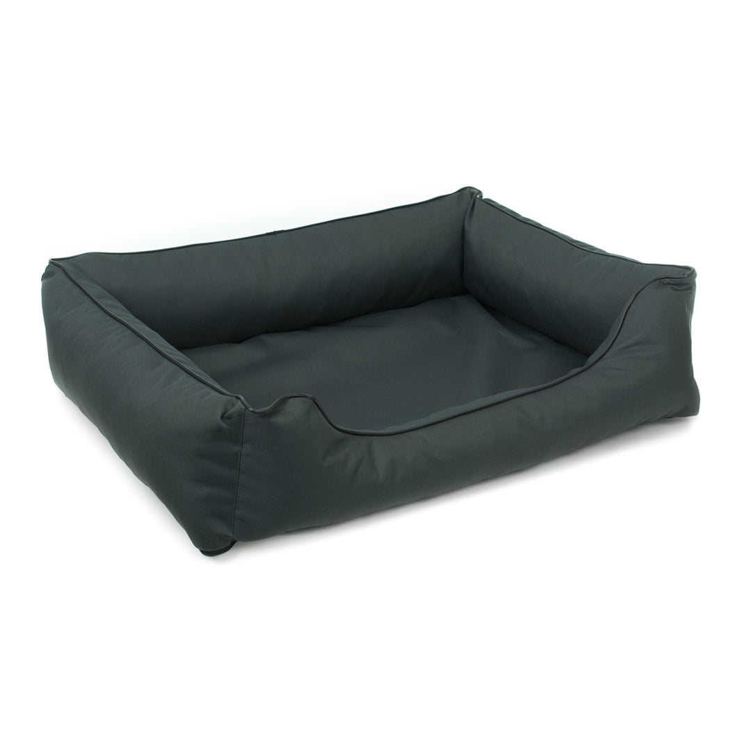 Mestizo Valencia Cama Ortopédica Canasta para Perro Cama para Perro Sofá Funda Tejido Poliéster Impermeable Cordura (Tamaño Exterior: 65x50cm / Tamaño Interior: 41x27cm, Gris Oscuro/Negro)