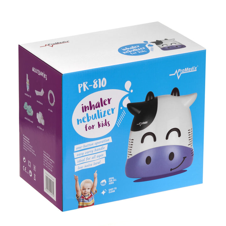 Inalador infantil Promedix, Fudge, conjunto nebulizador, máscaras, filtros, chupeta, PR-810