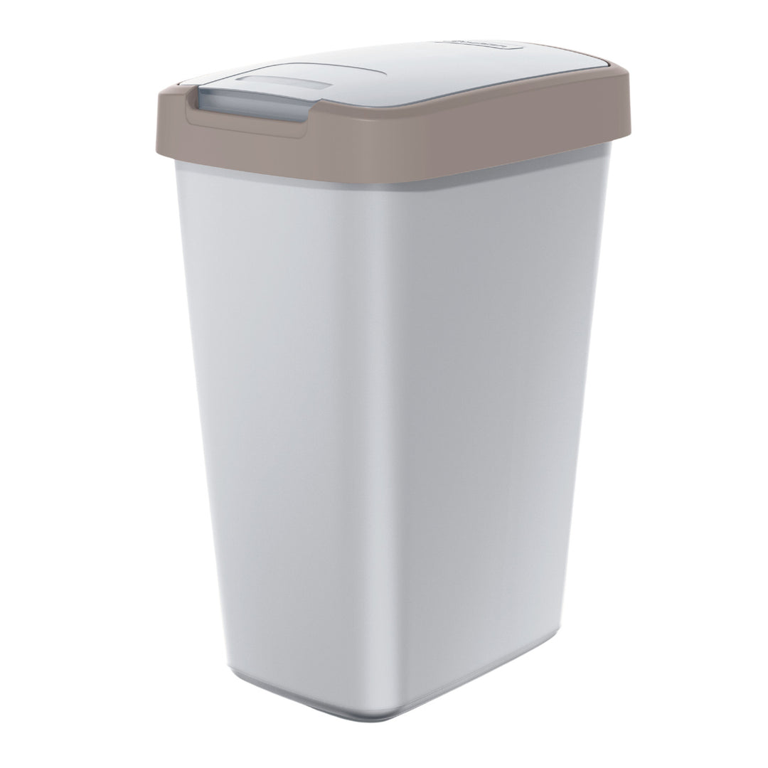 KEDEN COMPACTA Q Papelera con Marco Cubo de Basura (12 L, Ceniza/Marrón Claro)