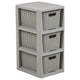 BranQ Perchero de ratán con 3 cestas color gris 3x7l