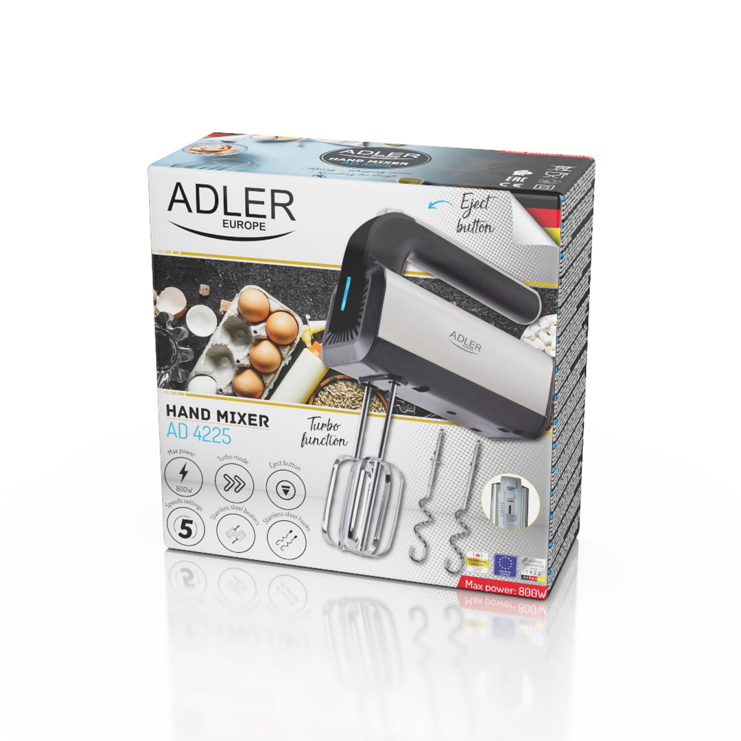 Batedeira manual Adler AD 4225, 5 velocidades, 800 W, função turbo