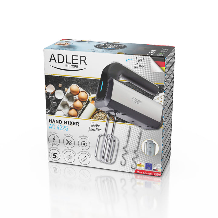Batedeira manual Adler AD 4225, 5 velocidades, 800 W, função turbo
