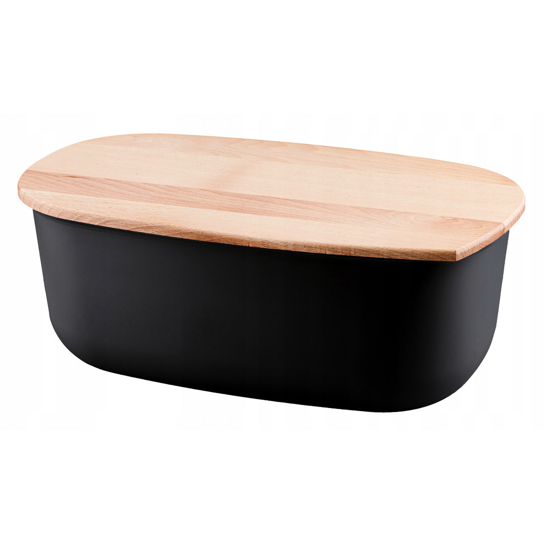 Practic Panera con Tapa de Madera de Haya, BFA Free, Negra