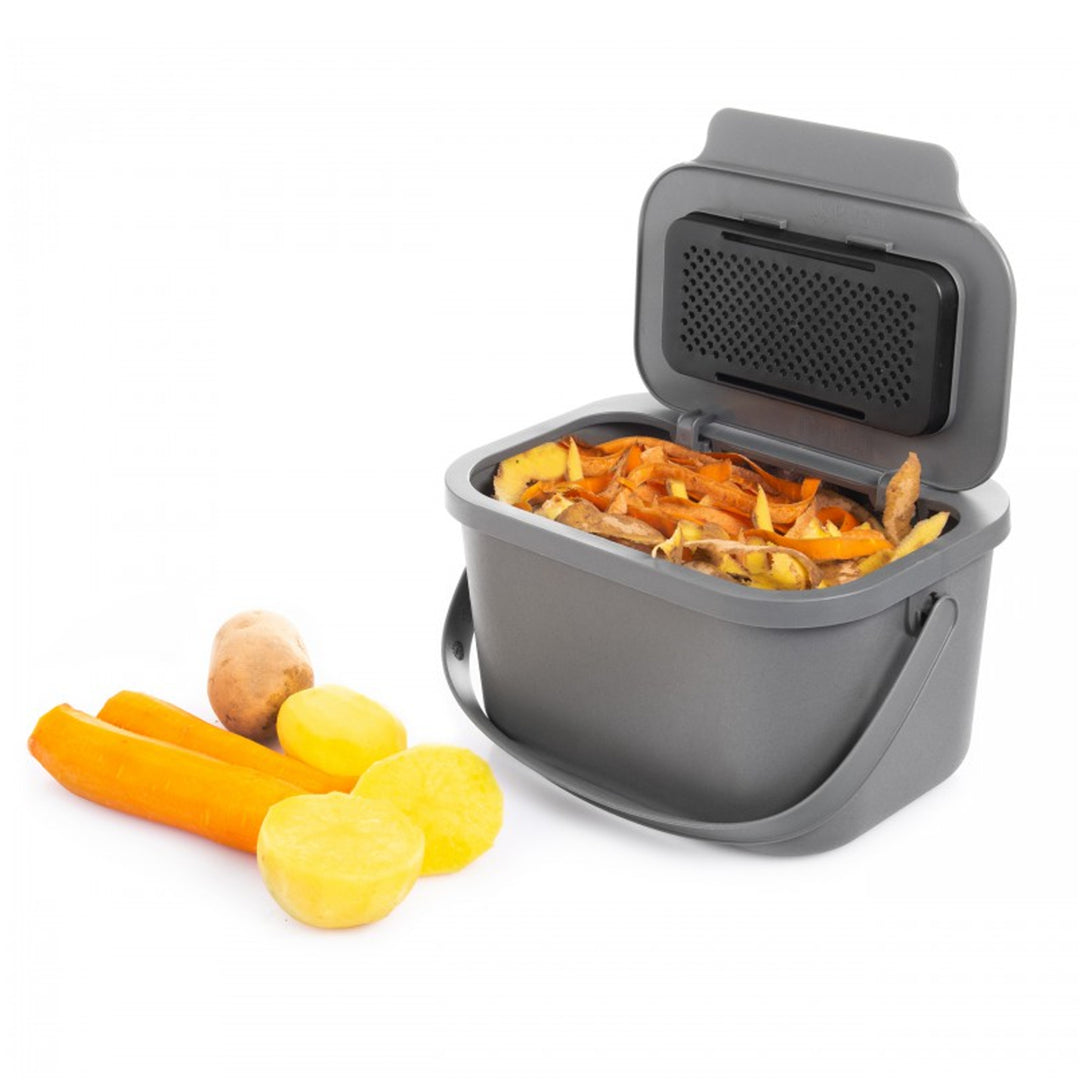 Papeleira prática para resíduos orgânicos com filtro, cinzento, 6L