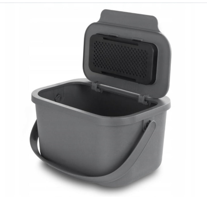 Papeleira prática para resíduos orgânicos com filtro, cinzento, 6L
