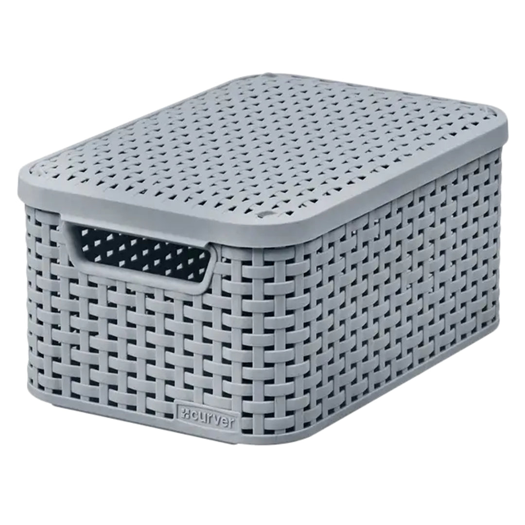 Cesta Curver Style S con tapa, Multiusos, 6 litros, Gris claro