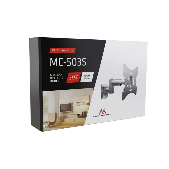 Suporte de parede articulado Maclean MC-503A S para ecrãs de TV PLASMA, LCD e LED de 23 a 50", VESA 200x200 de 30 kg