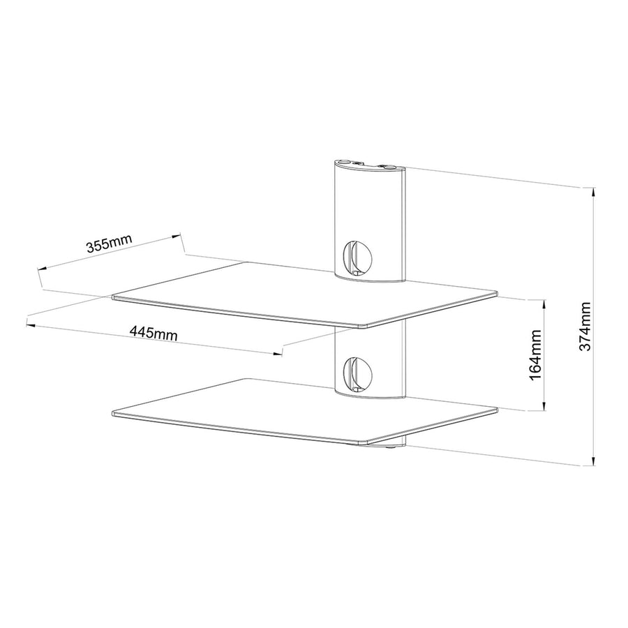 Estante de vidrio doble para la consola sintonizador de DVD Art D-50N