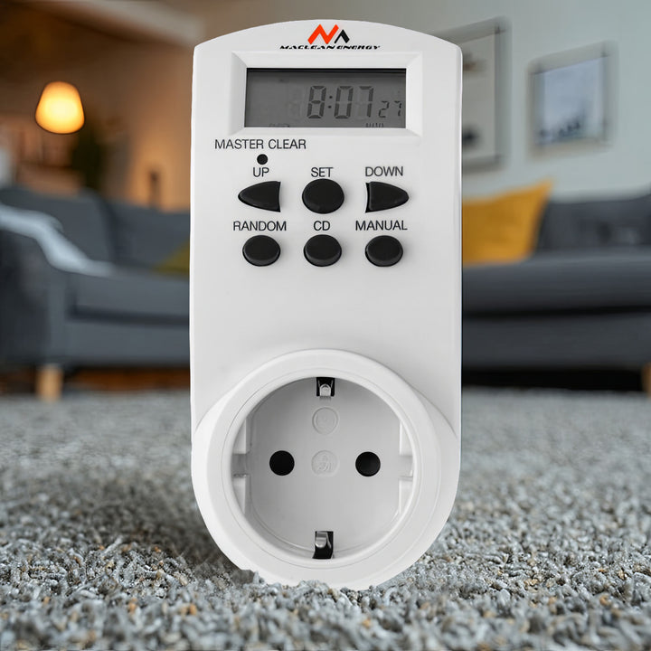 Temporizador semanal diário digital elétrico 220 - 240 V, 16A 160 programas Maclean MCE08