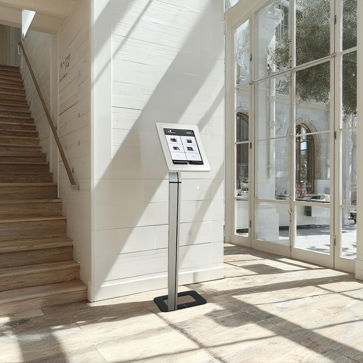 Suporte de chão Maclean MC-645 para iPad, Galaxy Tab e tablets Goclever com sistema anti-roubo