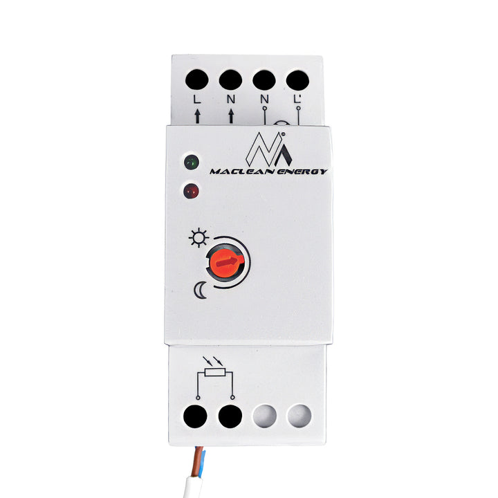 Interruptor de sensor crepuscular para carril DIN con sonda externa 220-240V / AC, 50Hz 20A Maclean MCE83