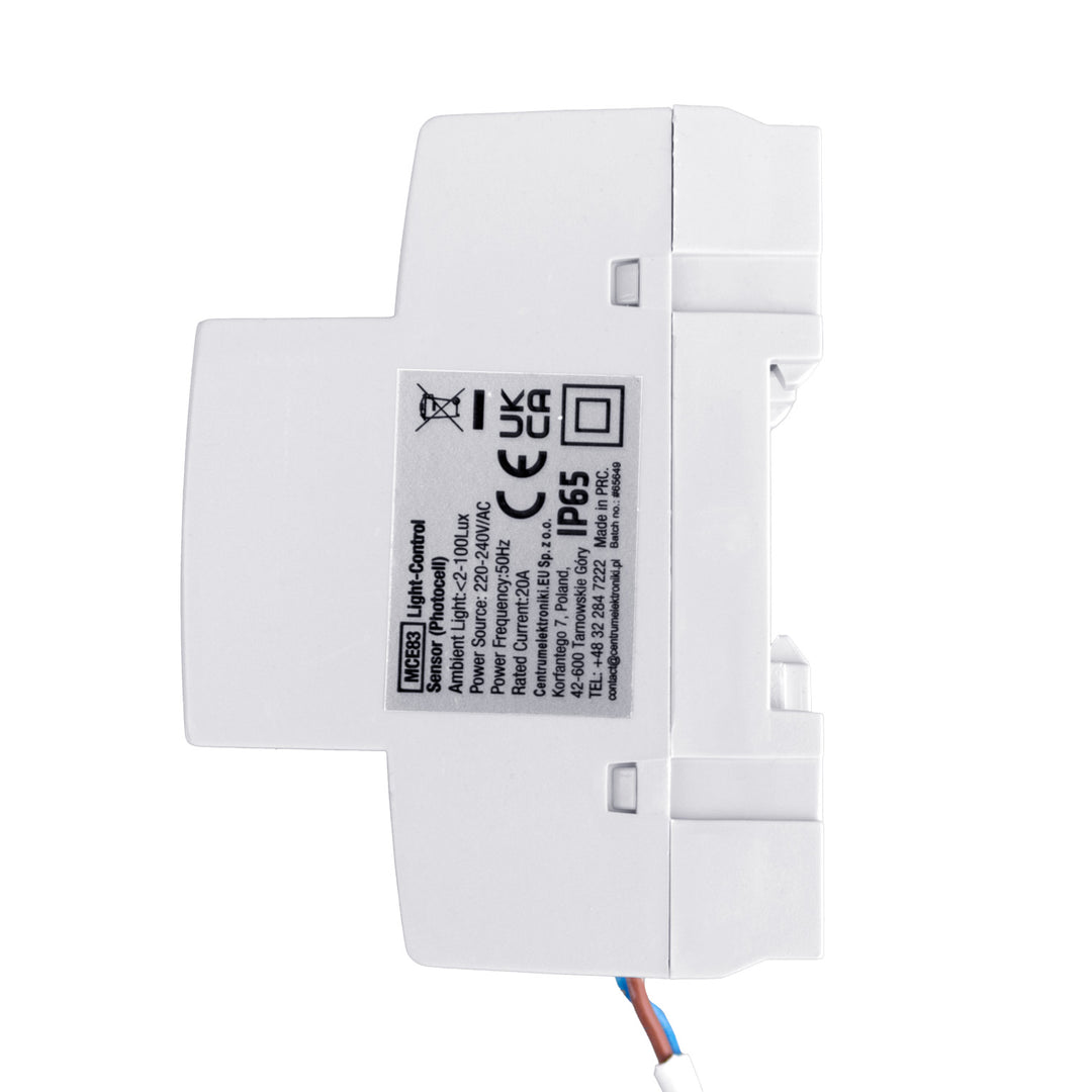Interruptor de sensor crepuscular para carril DIN con sonda externa 220-240V / AC, 50Hz 20A Maclean MCE83