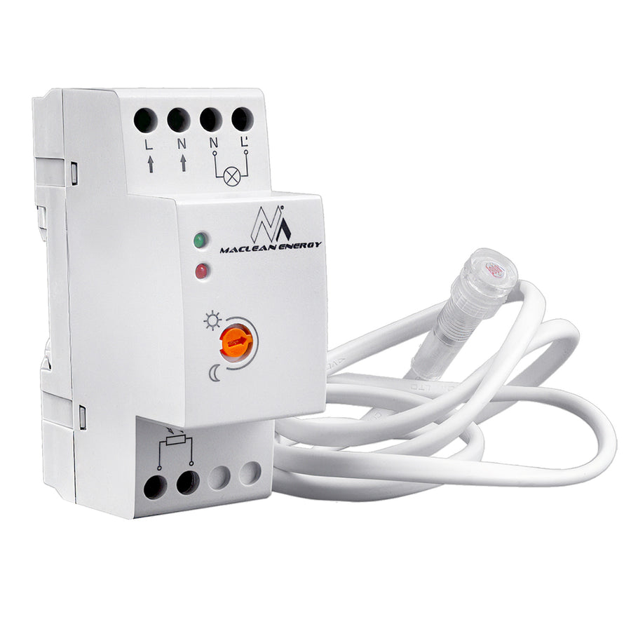 Interruptor sensor de crepúsculo para trilho DIN com sonda externa 220-240V / AC, 50Hz 20A Maclean MCE83