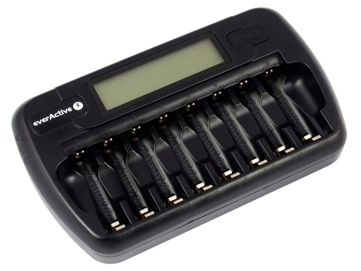 Carregador de pilhas AA e AAA everActive, 8 canais, visor LCD, NC-800