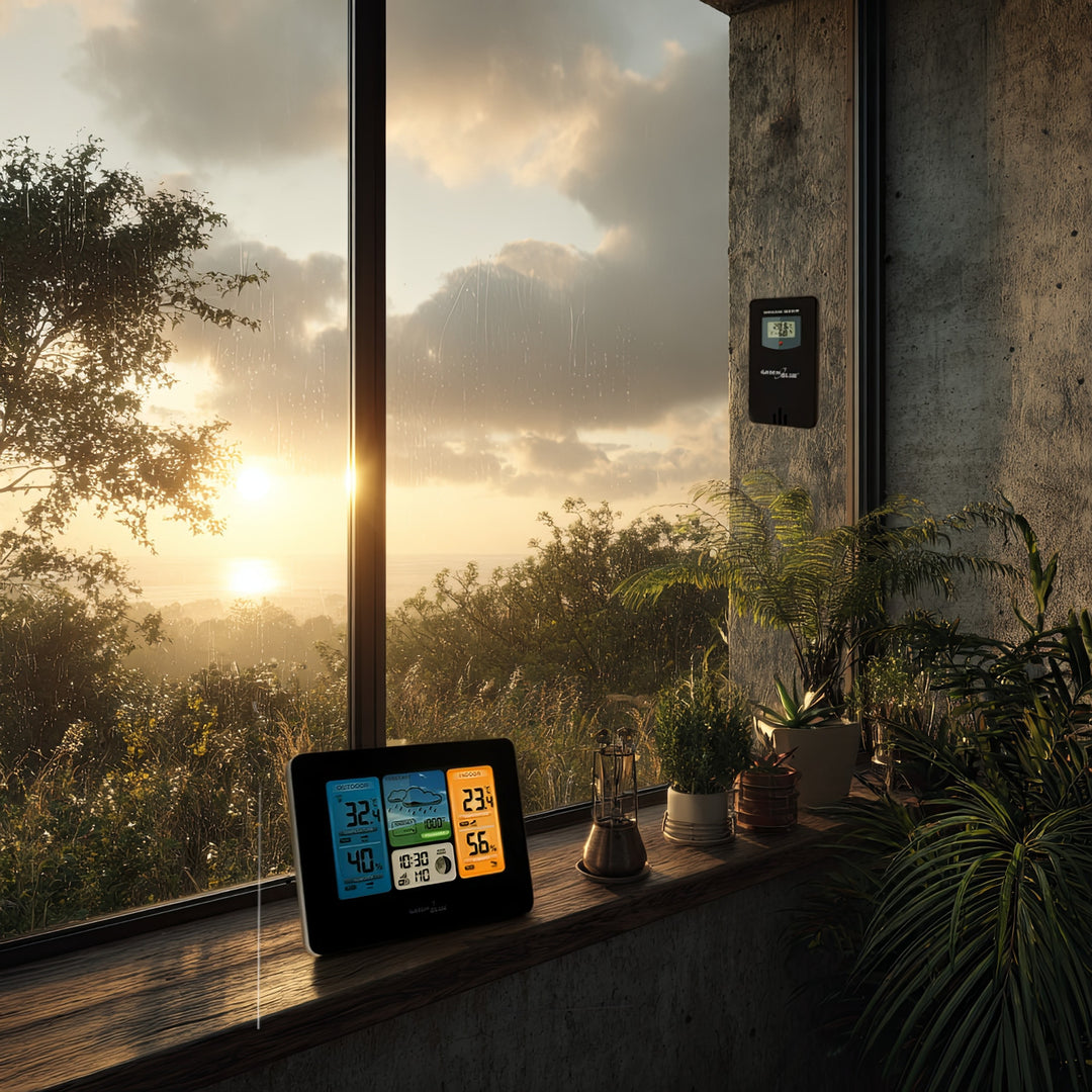 Estación meteorológica con sensor exterior pantalla LCD y WIFI fase lunar