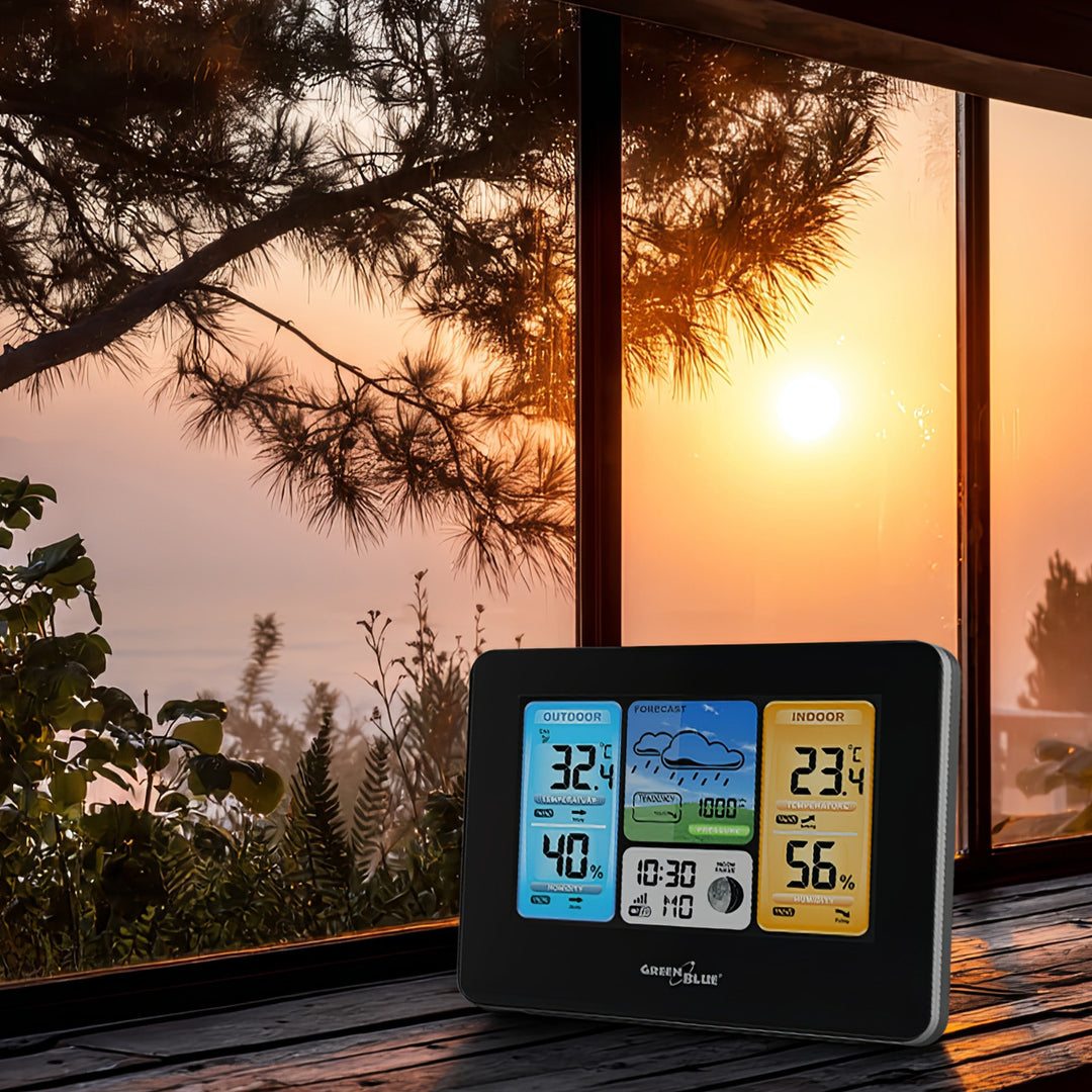 Estación meteorológica con sensor exterior pantalla LCD y WIFI fase lunar