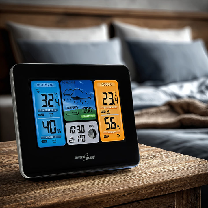 Estación meteorológica con sensor exterior pantalla LCD y WIFI fase lunar