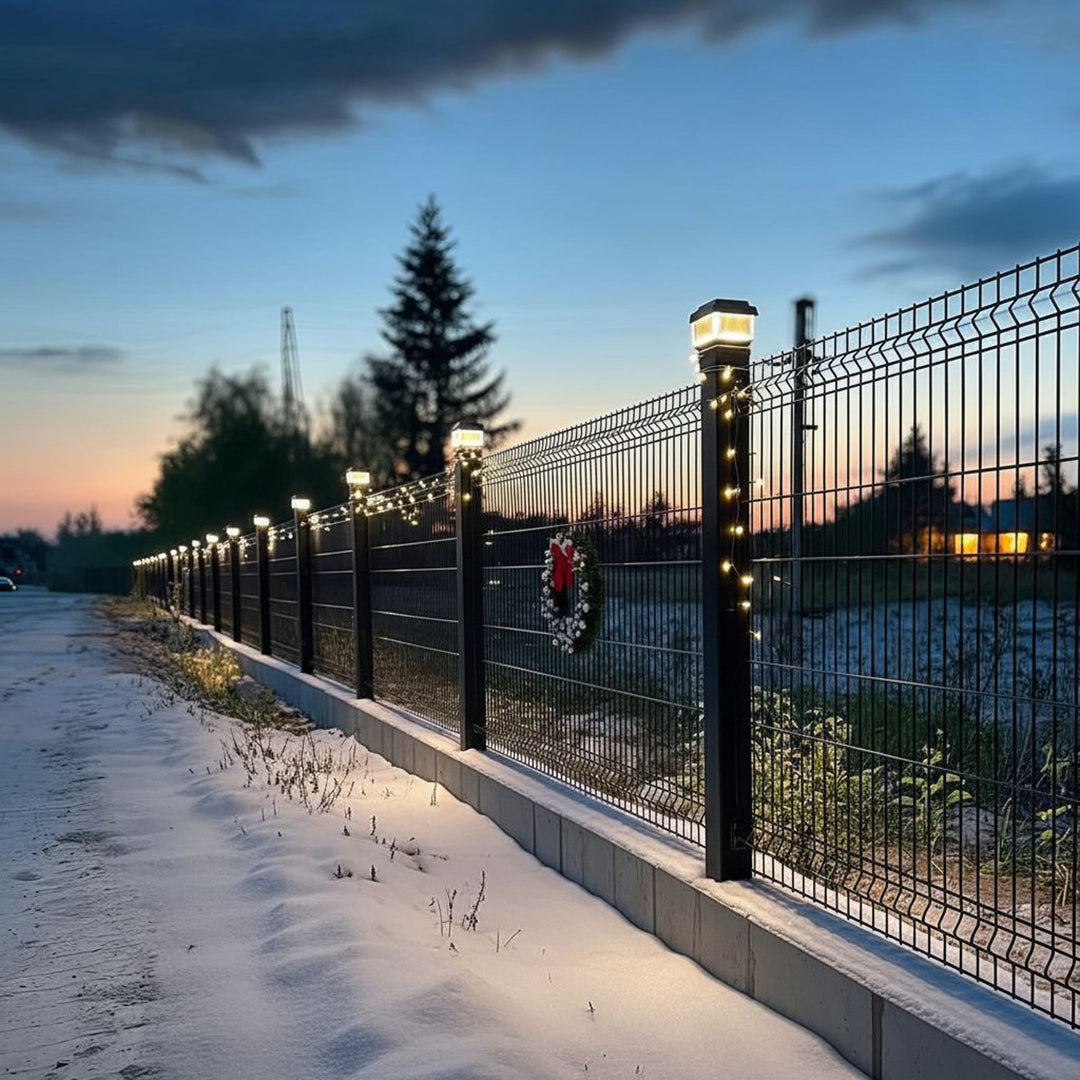 Lâmpada solar LED para poste de cerca 80 x 80 mm VerdeAzul GB127