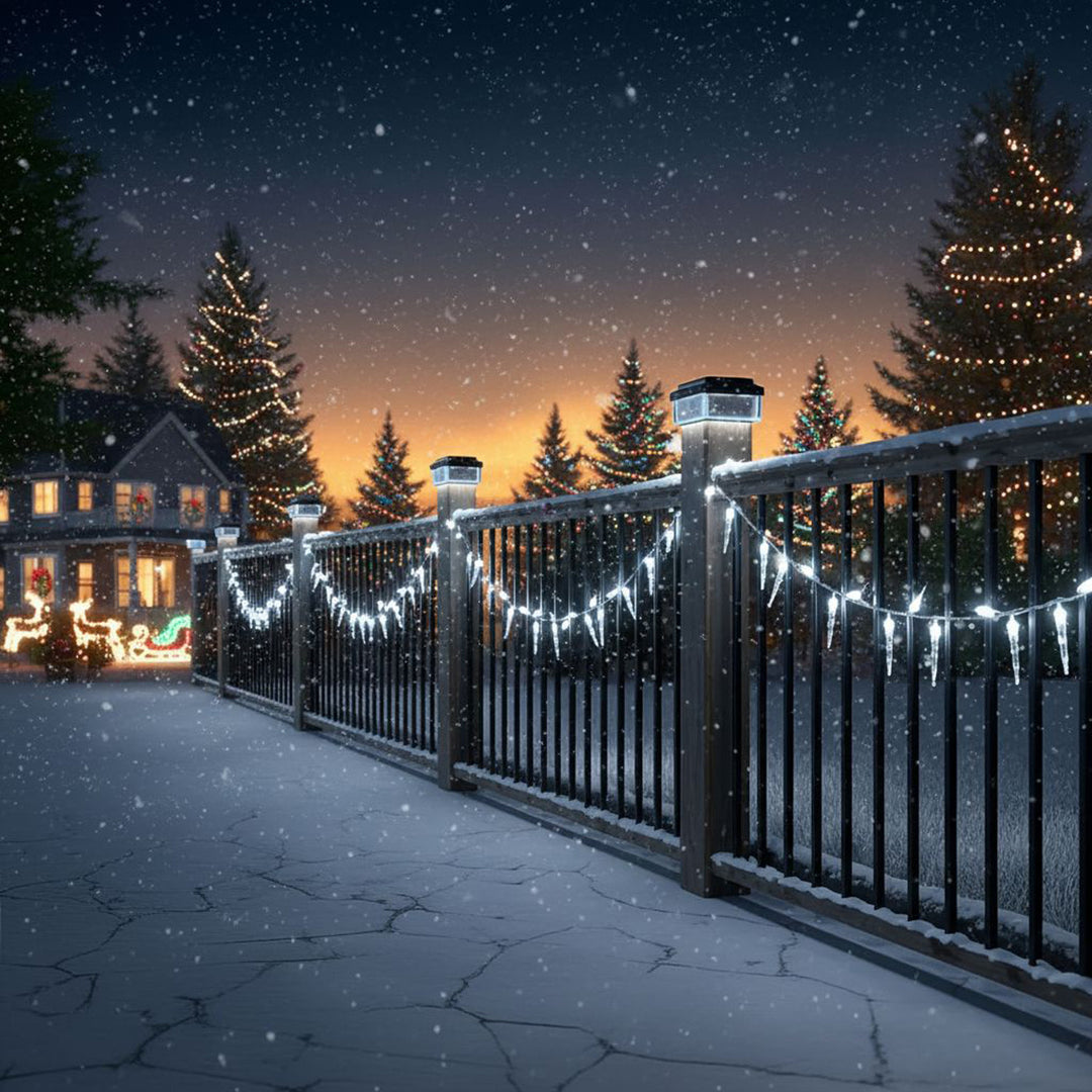 Lâmpada solar LED para poste de cerca 80 x 80 mm VerdeAzul GB127