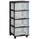 Estantería con ruedas Curver, color negro, 4 cajones transparentes de 20 l, ruedas, 214756