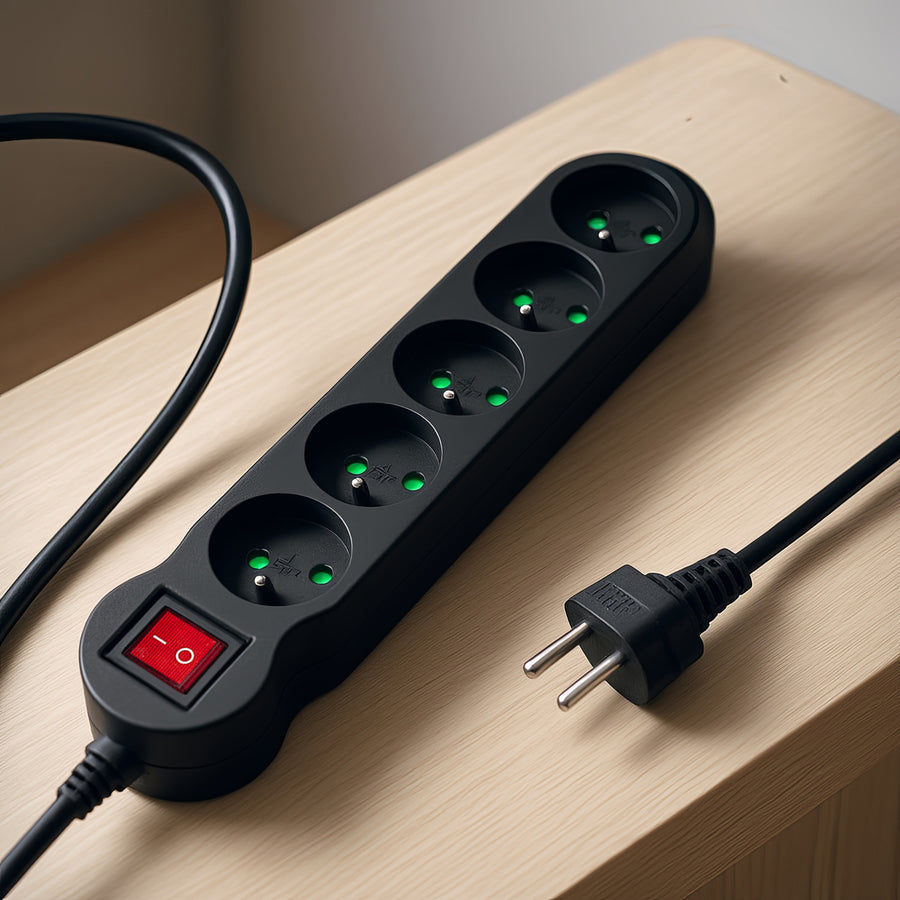 Maclean Energy MCE183 Power Strip 5 cabo de extensão de saída com interruptor