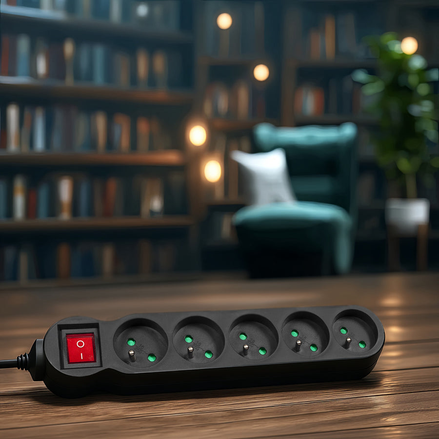 Maclean Energy MCE183 Power Strip 5 cabo de extensão de saída com interruptor