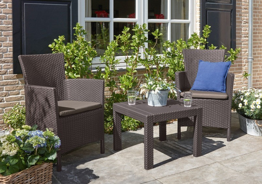 Muebles de balcón set Géneros de punto de mimbre Rosario color marrón