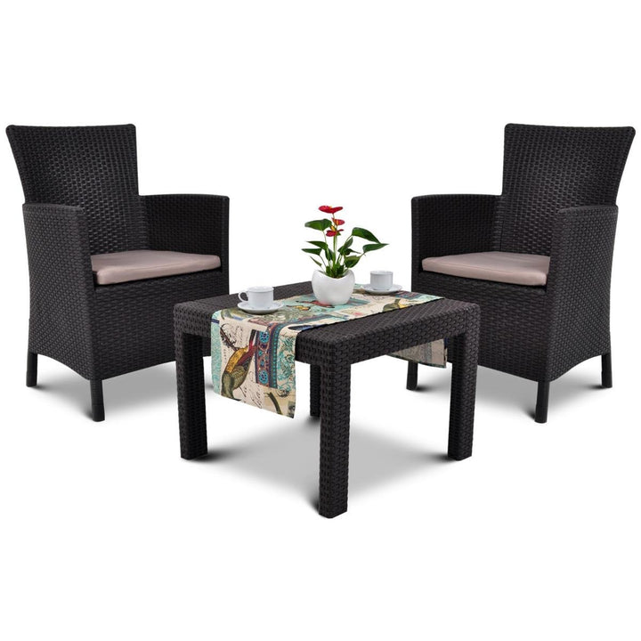 Muebles de balcón set Géneros de punto de mimbre Rosario color marrón