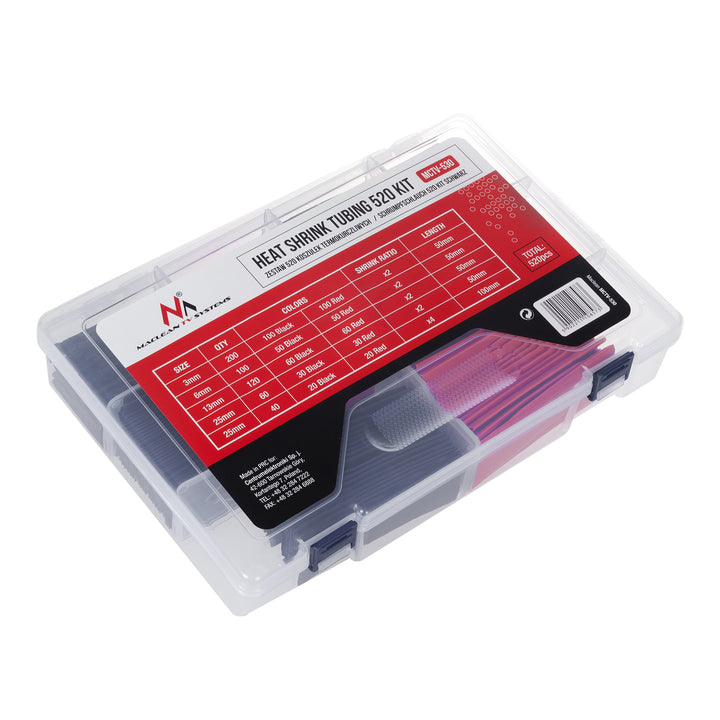 Conjunto de mangas termoretráteis Maclean MCTV-530 com 520 peças