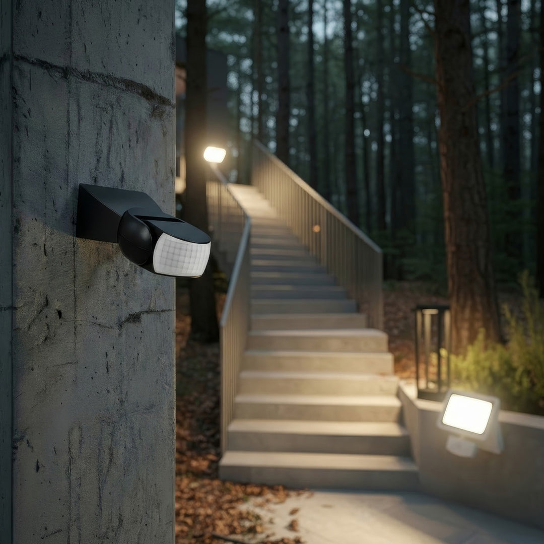 Maclean MCE201 B Sensor de Movimiento Infrarrojo Universal con Sensor Crepuscular, Alcance: 12m, Detector de Movimiento para Montaje en Techo y Pared, Uso Interior y Exterior