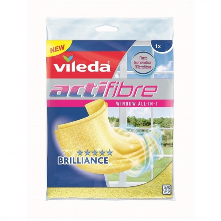 Pano de vidro Vileda Actifibre, camurça, amarelo, 36 cm x 32 cm