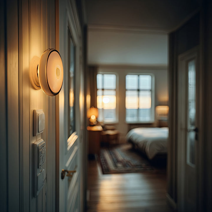 LAMPARA LUZ LED CON SENSOR DE MOVIMIENTO Y SENSOR CREPUSCULAR EN LA BATERIA MAGNES