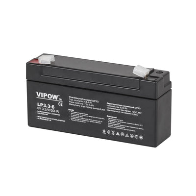 Bateria de gel Vipow, sem manutenção, longa duração, 6 V 3,3 Ah, BAT0205