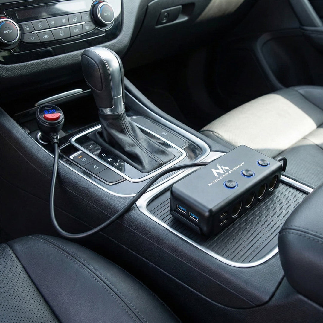 Divisor de isqueiro, voltímetro, 3 soquetes de isqueiro, 1xQuick Charge 3.0, 3xUSB 6.8A, 1x Power Delivery 18W, Maclean MCE218, Max 120W