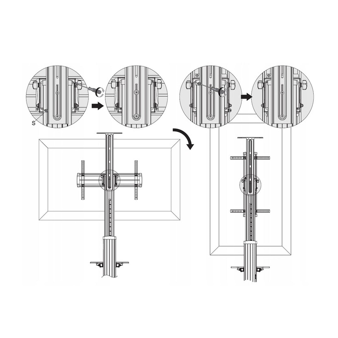 Maclean MC-801 profesional soporte tipo carretilla para TV LCD  máx. 70", máx. 50 kg, máx. VESA 600x400 Altura ajustable