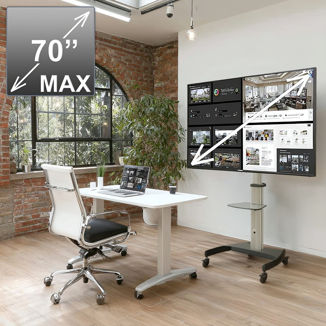 Maclean MC-801 profesional soporte tipo carretilla para TV LCD  máx. 70", máx. 50 kg, máx. VESA 600x400 Altura ajustable