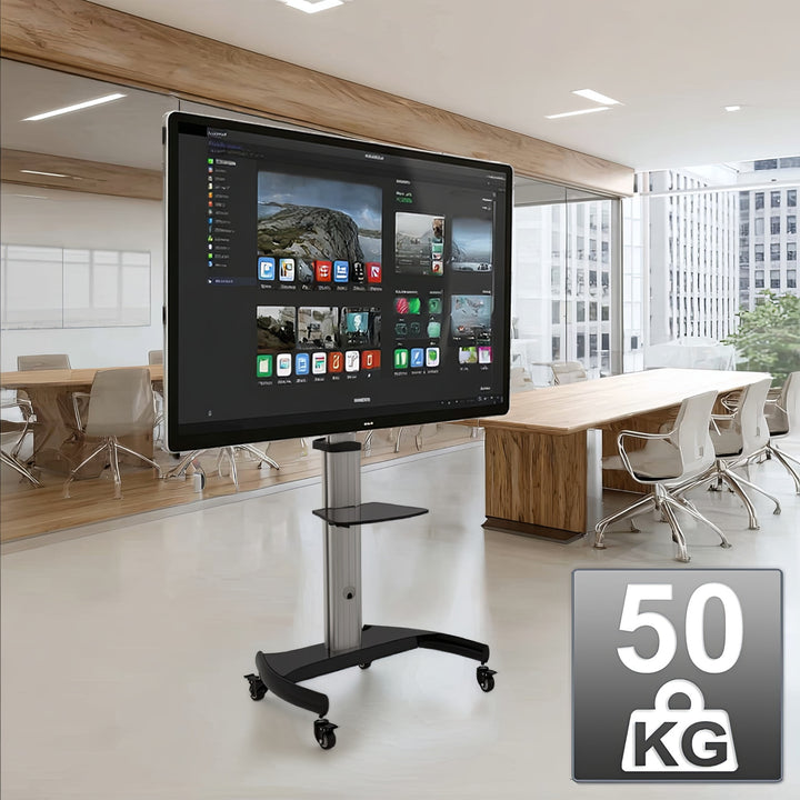 Maclean MC-801 profesional soporte tipo carretilla para TV LCD  máx. 70", máx. 50 kg, máx. VESA 600x400 Altura ajustable