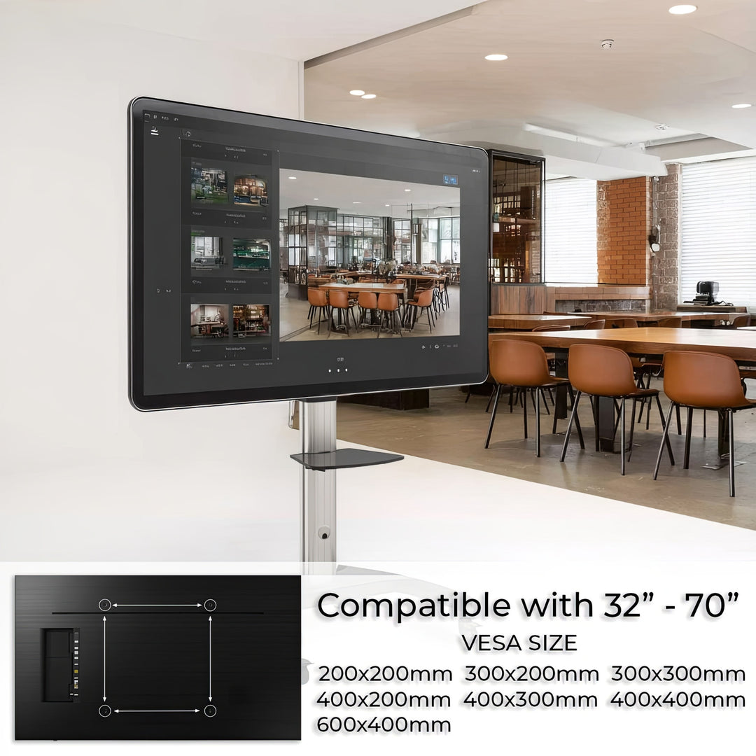 Maclean MC-801 profesional soporte tipo carretilla para TV LCD  máx. 70", máx. 50 kg, máx. VESA 600x400 Altura ajustable