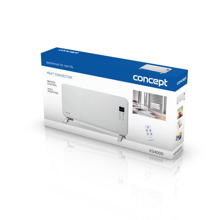 Convector eléctrico de vidrio templado Concept KS4000 blanco.