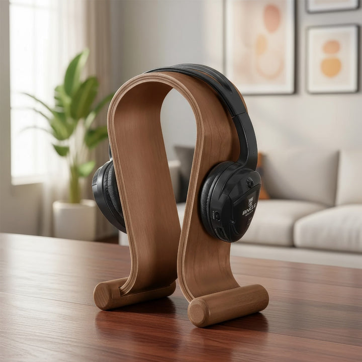 Soporte para auriculares de madera, color nuezMaclean MC-815W