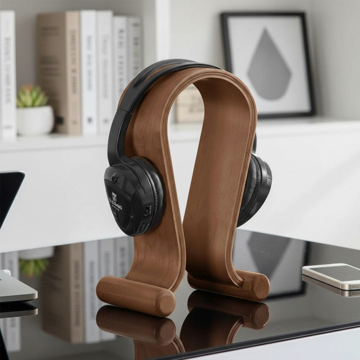 Soporte para auriculares de madera, color nuezMaclean MC-815W