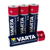4x baterías alcalinas Varta Longlife Max Power AA de alta calidad, de alta calidad