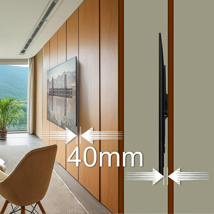 Soporte de pared ultra delgado para TV 26-55 " carga hasta 40 kg universal negro max vesa 400x400 Maclean MC-862