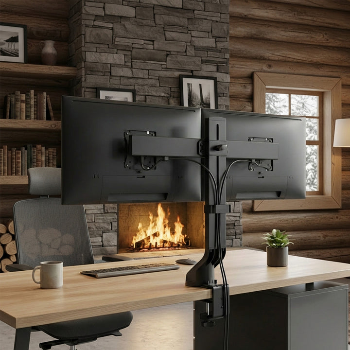 Soporte de escritorio dual para pantalla con gestión de cables Maclean Brackets MC-854