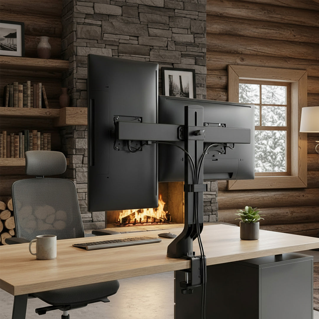 Soporte de escritorio dual para pantalla con gestión de cables Maclean Brackets MC-854