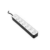 Regleta de 6 tomas TRACER Zebra de 1,5 m con protector contra sobretensiones