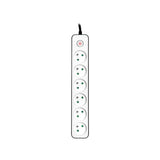 Regleta de 6 tomas TRACER Zebra de 1,5 m con protector contra sobretensiones
