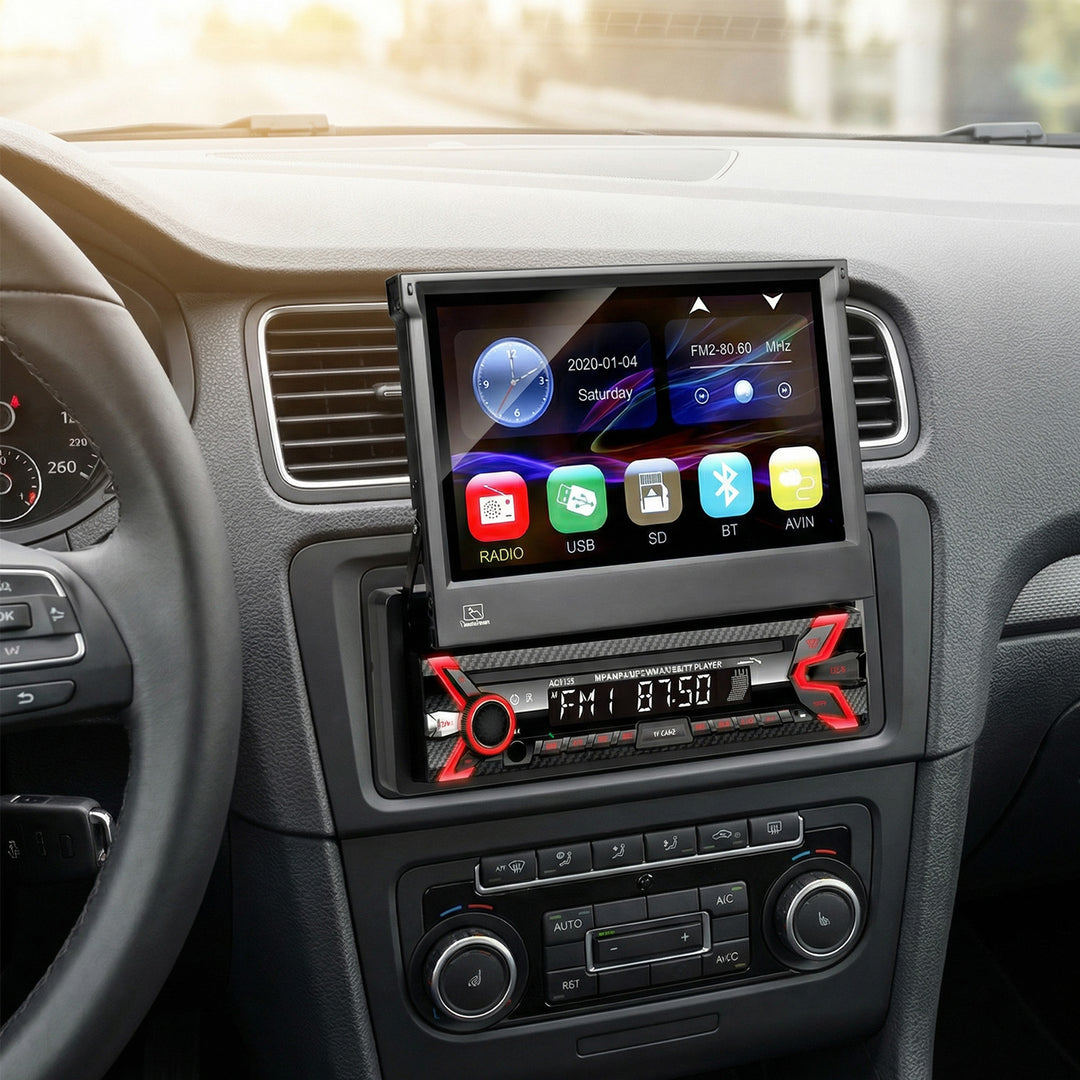 Audiocore AC9100 LCD 7 panel táctil retráctil 1080P MP5 AVI DivX Bluetooth manos libres RDS + control remoto