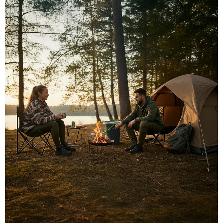 Inodoro portátil turístico con tapa 19L negro con verde, perfecto para viajes, acampanada GreenBlue GB320BG