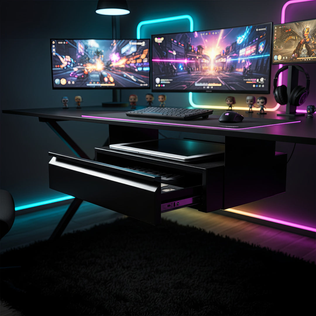 Cajón ergonómico negro debajo del escritorio max 5kg Maclean MC-875